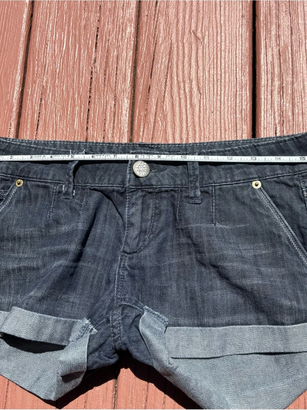 Y2K American Eagle Outfitters mini Dark Blue Denim Jean Shorts size 4 low rise